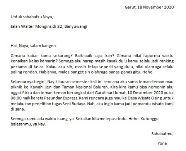 Contoh Soal Surat Pribadi Dan Surat Dinas Bahasa Indonesia Smp