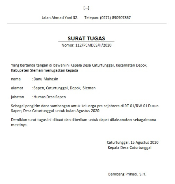 Contoh Surat Penukaran Alamat Dalam Indonesia