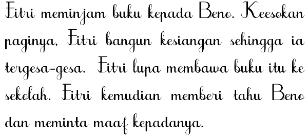 Contoh Soal Tulisan Tegak Bersambung – Bahasa Indonesia SD